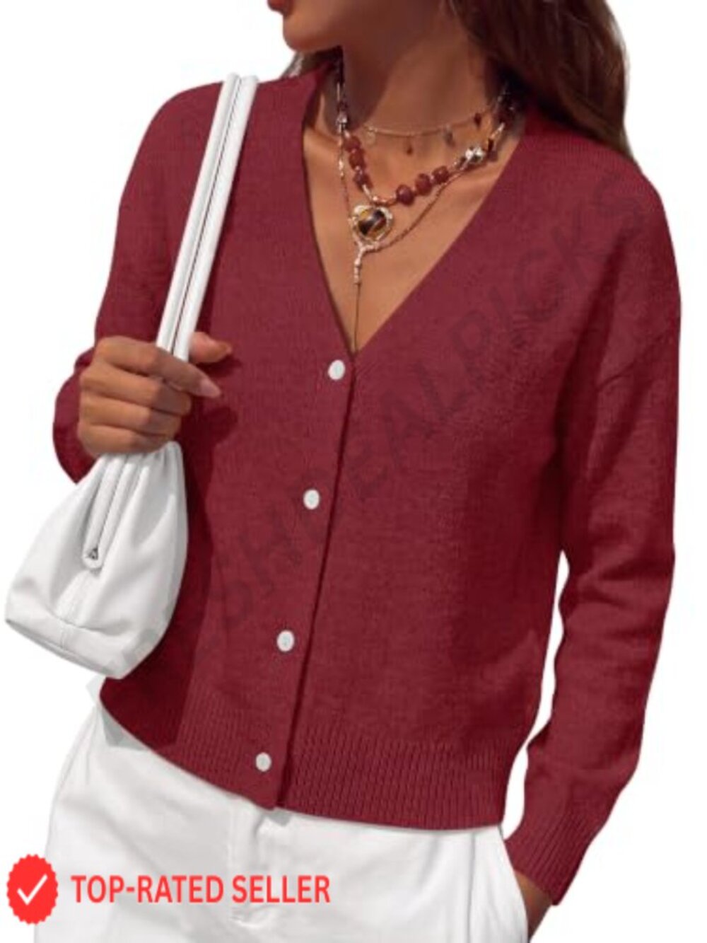 V Neck Button Down Cardigan Sweater Lightweight Knit Fall Layering
